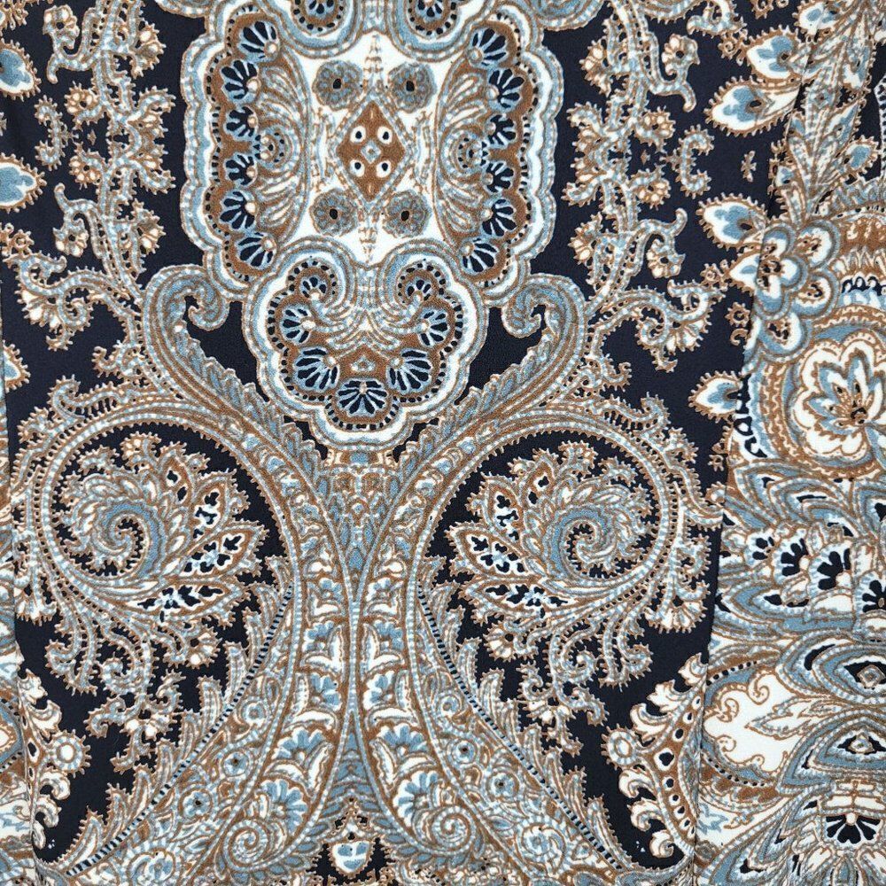 Vintage Dress Barn Sleeveless Shift Dress‎ 14 Brown Gray Paisley Medallion Print - Picture 3 of 12